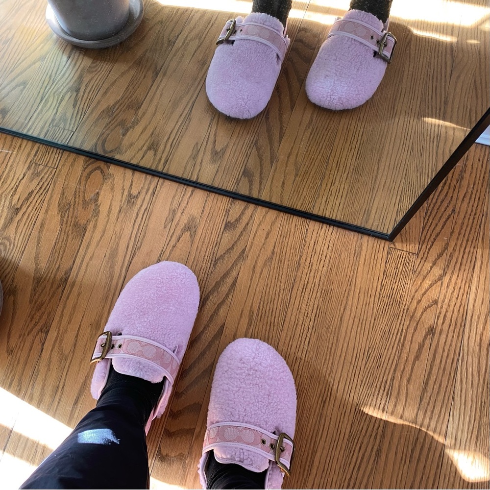 Coach Pink Shearling Slip-On Shoes - Picture 12 of 15